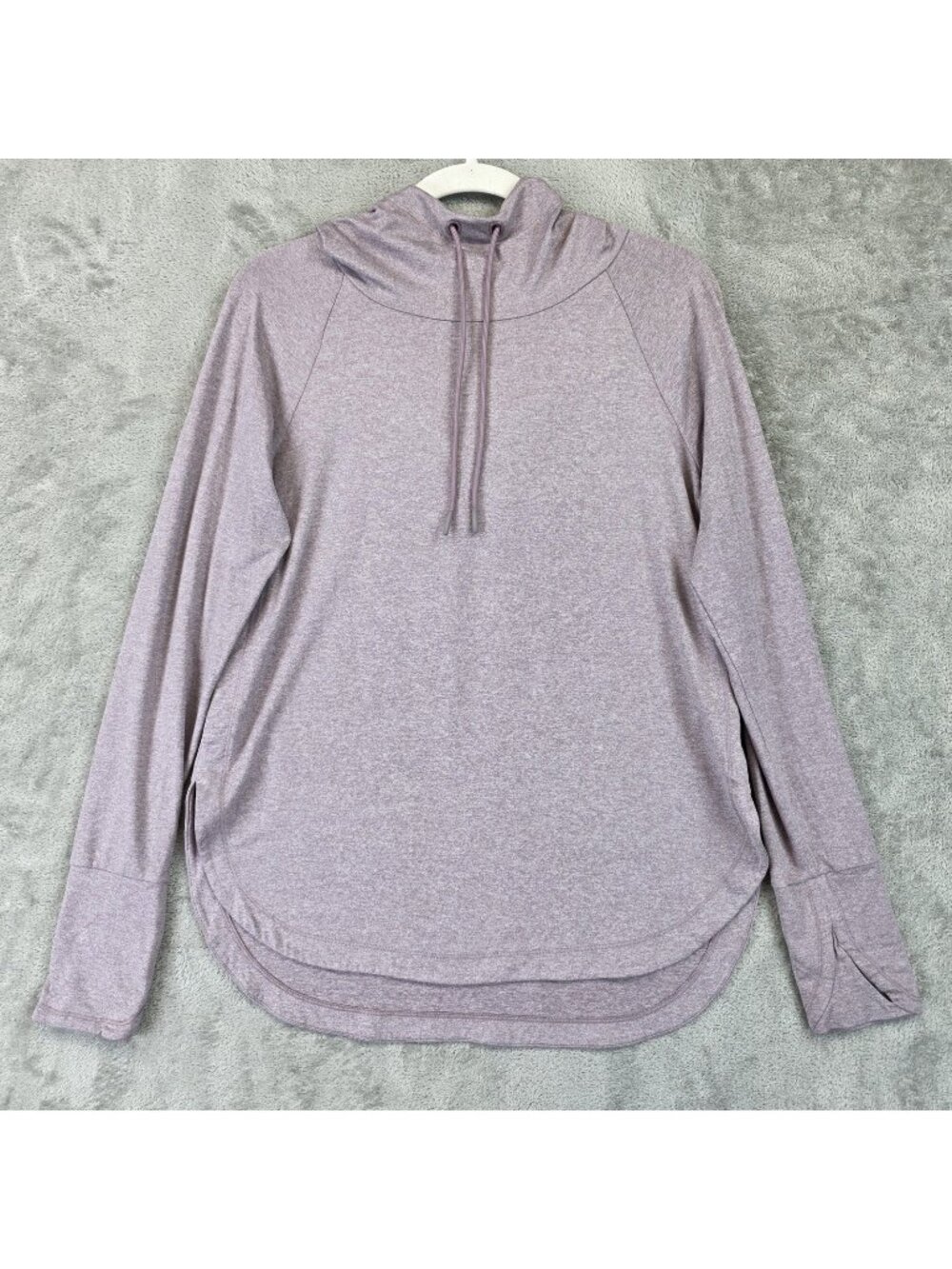 Athleta Hoodie Womens Small Purple Uptempo Cowl Neck Thumbholes Pullover